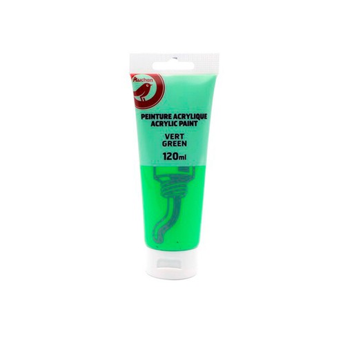 Acrilico color verde neón, 120 ml. AUCHAN.