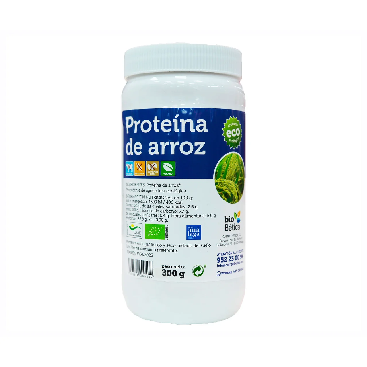 Proteína de arroz bio 300 g