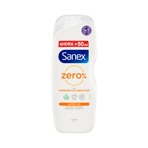 SANEX Gel nutritivo para ducha o baño, para piel seca SANEX Zero% 600 ml.