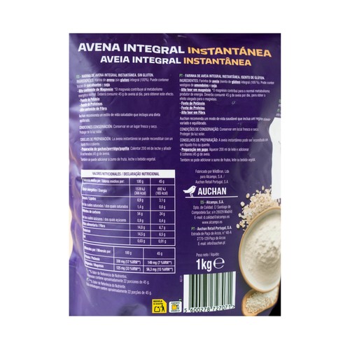 PRODUCTO ALCAMPO Eat & move Avena integral instantánea 1 kg.