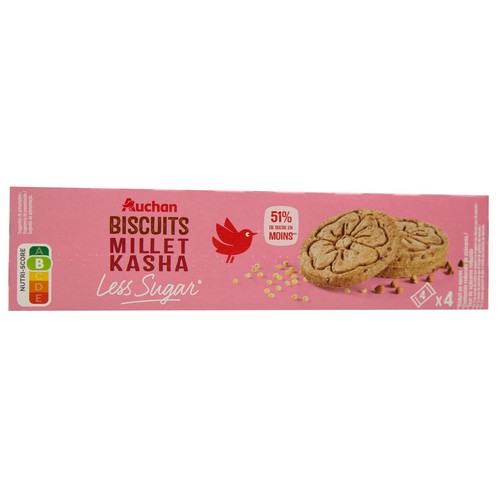 PRODUCTO ALCAMPO Galleta mijo y trigo sarraceno con sabor a vainilla, frabicadas con menos azúcar 130 g.