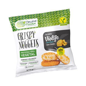 NEWIND FOODS Nuggets a base de proteínas 100% vegetales con queso Cheddar (Violife) y sabor a pollo NEWIND FOODS 275 g.