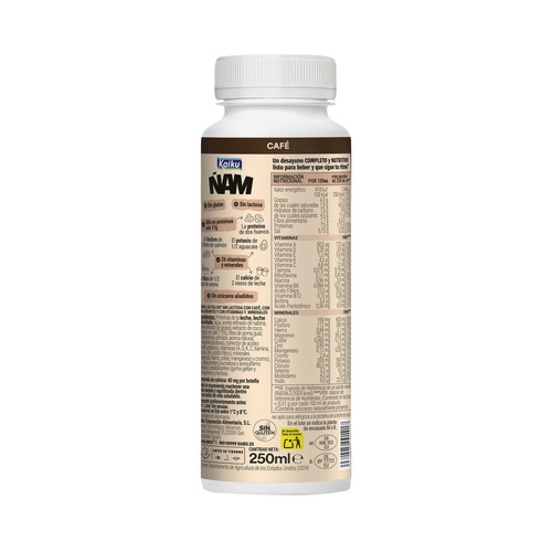 KAIKU Ñam Bebida de café con leche con vitaminas, minerales y proteínas 250 ml.