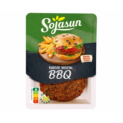 SOJASUN Hamburguesa vegetal estilo barbacoa SOJASUN 2 x 90 g.