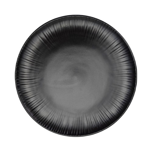 Vajilla 12 piezas de porcelana, relieve negro, ACTUEL
