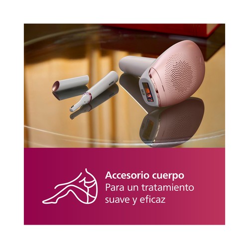 Depiladora luz pulsada IPL PHILIPS LUMEA BRI920/00, uso corporal, deslizamiento y flash, 5 niveles, sensor tono de piel..