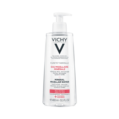 Agua micelar con Panthenol, para cara y ojos, especial pieles sensibles VICHY 400 ml.