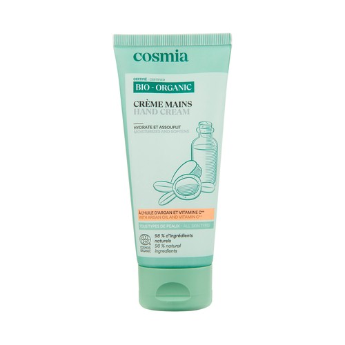 COSMIA Bio Crema de manos hidratante con aciete de argán ecológico y vitamina C 100 ml.