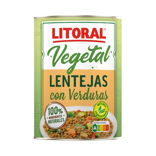 LITORAL Vegetal Lentejas con verduras lata 425 g.