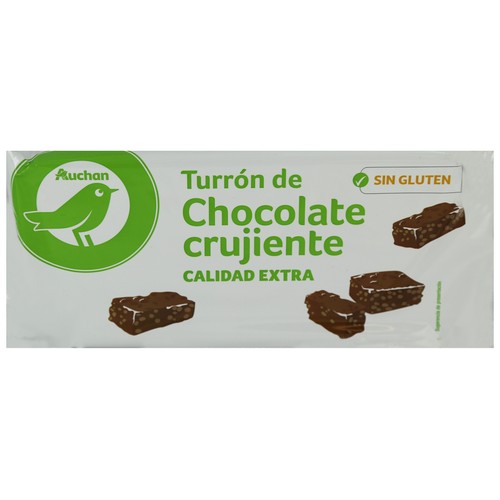 PRODUCTO ECONÓMICO ALCAMPO Turrón de chocolate crujiente calidad extra 250 g.
