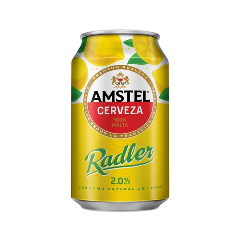 Cerveza con zumo natural de limón AMSTEL RADLER lata de 33 cl.