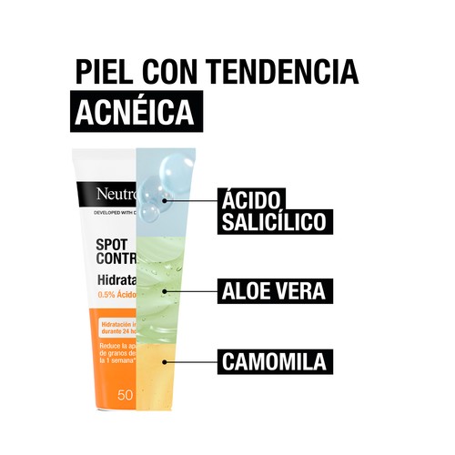 NEUTRÓGENA Clear & defend Crema hidratante facial con ácido salicílico, para piel propensa al ácne 50 ml.