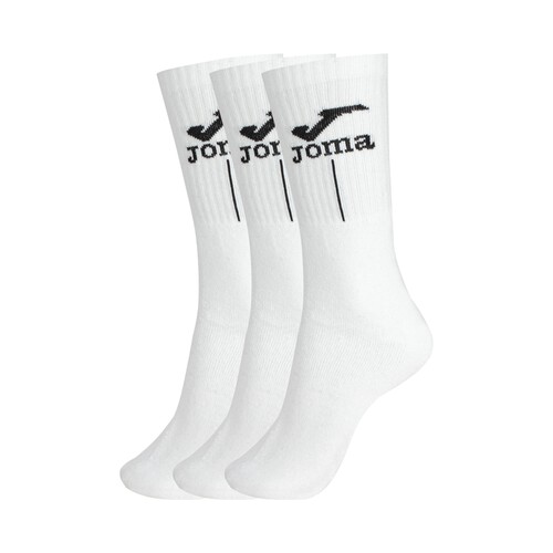 Pack de 3 pares de calcetines deportivos de rizo JOMA, color blanco, talla 39/42.