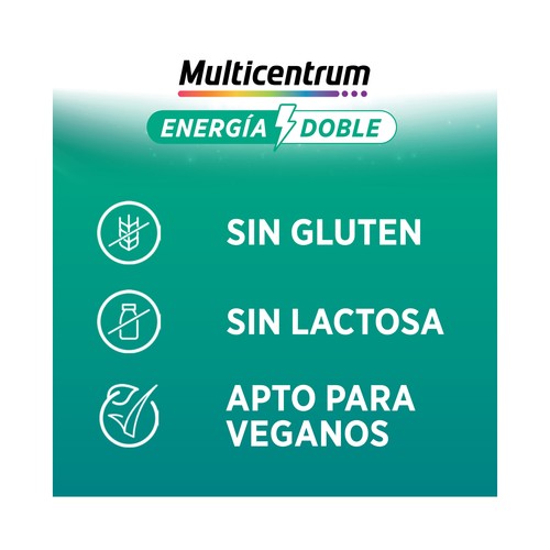 MULTICENTRUM Energía doble Complemento alimenticio a base de vitaminas y minerales 20 comprimidos.