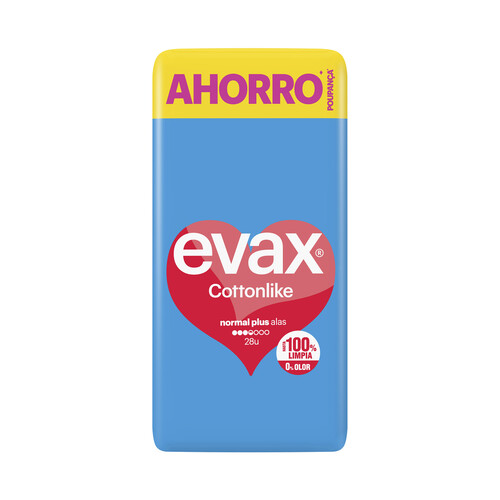 EVAX Compresas normal plus con alas EVAX Cottonlike 28 uds.