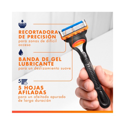 GILLETE Fusion 5 Neceser con maquinilla, 4 recambios y espuma (gel) de afeitar 200 ml.