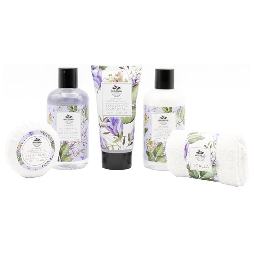 BECASAN NATURE Jardín de lavanda Cesta metálica con productos para el cuidado y la higiene personal.