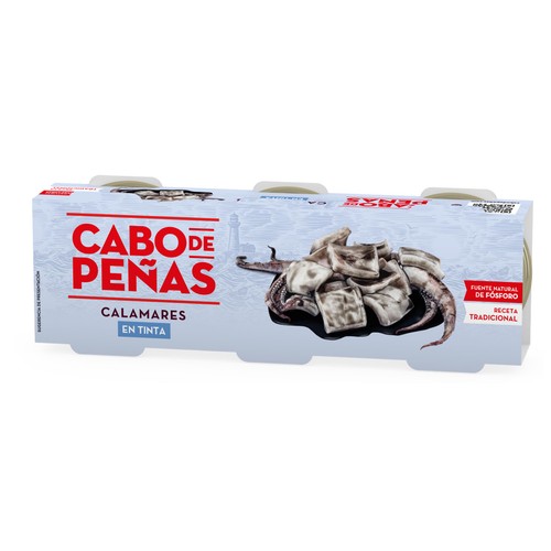 CABO DE PEÑAS Calamares en su tinta en trozos 3 uds x 45 g.
