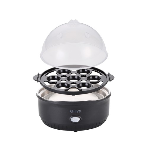 Cuece huevos QILIVE Q.5279, 350W, 7 huevos simultáneos, cacito medidor incluido, señal fin de cocción