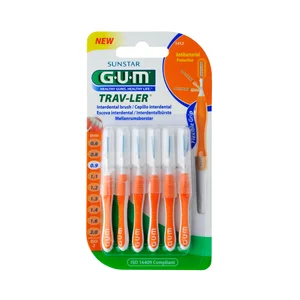 GUM Cepillo interdental de 0,9 mm y protección antibacteriana GUM Trav-ler 6 uds.