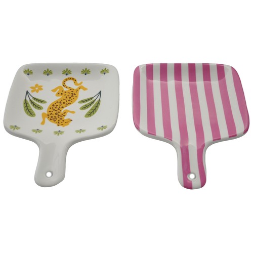 Plato aperitivo 22x16cm gres decorado surtido. ACTUEL
