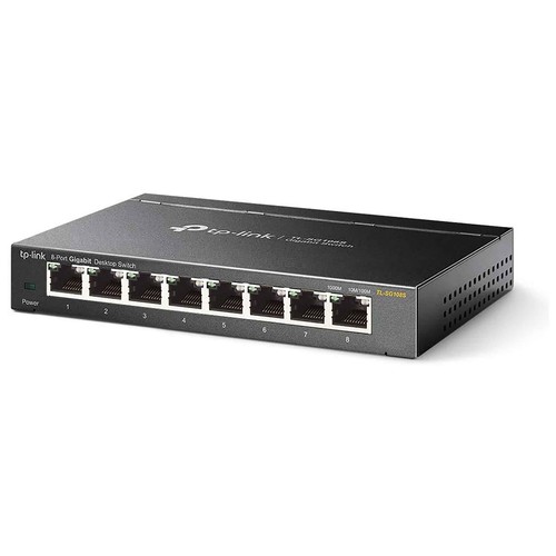 Switch TP-LINK TL-SG108S, 8 puertos Ethernet RJ45, 10/100/1000 Mbps.