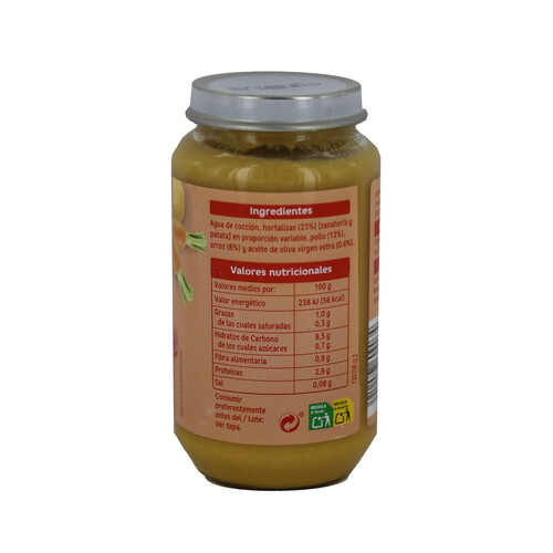 ALCAMPO BABY Tarrito de pollo con verduras a partir de 6 meses ALCAMPO BABY 250 g.
