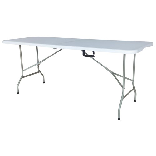 Mesa plegable color blanco 180x70x74 centímetros, AUCHAN.