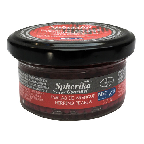 Sucedáneo de caviar arenque rojo MSC (Pesca sostenible certificada) SPHERIKA 50 g.
