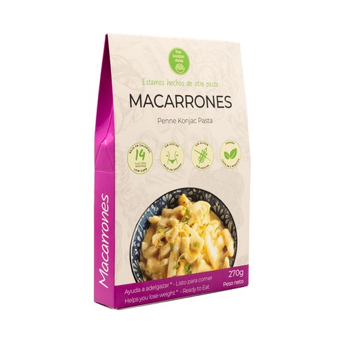 THE KONJAC SHOP Macarrones de konjac, que ayudan a adelgazar, listo para comer 270 g.