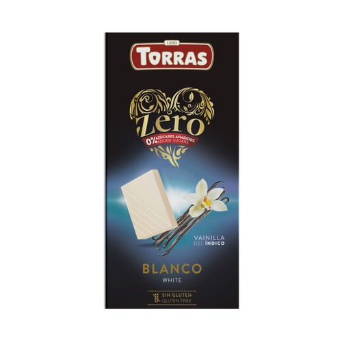 TORRAS Chocolate blanco con vainilla sin azúcares añadidos 100 g.