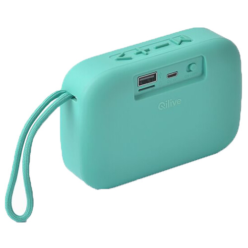 Mini altavoz QILIVE Q.1297 por batería, Bluetooth, 4W potencia, USB reproductor, color verde.