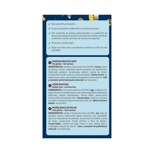 DIAT RADISSON Magdalenas de maíz sin gluten 180 g,