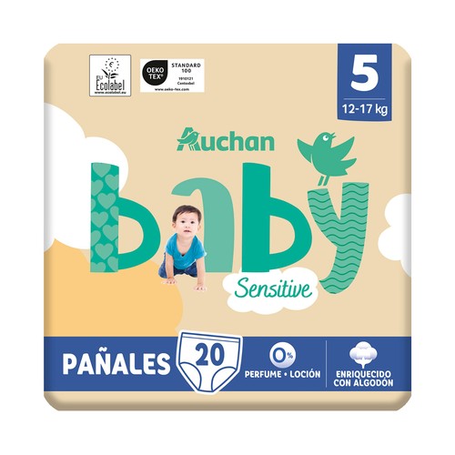 PRODUCTO ALCAMPO Baby sensitive  Pañales talla 5 (12-17 kg) 20 uds.