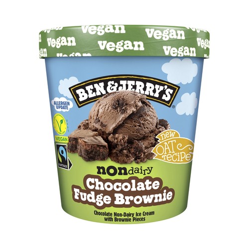 BEN & JERRY"S Fudge browne Tarrina de helado vegano de chocolate con trozos de brownie de chocolate 465 ml