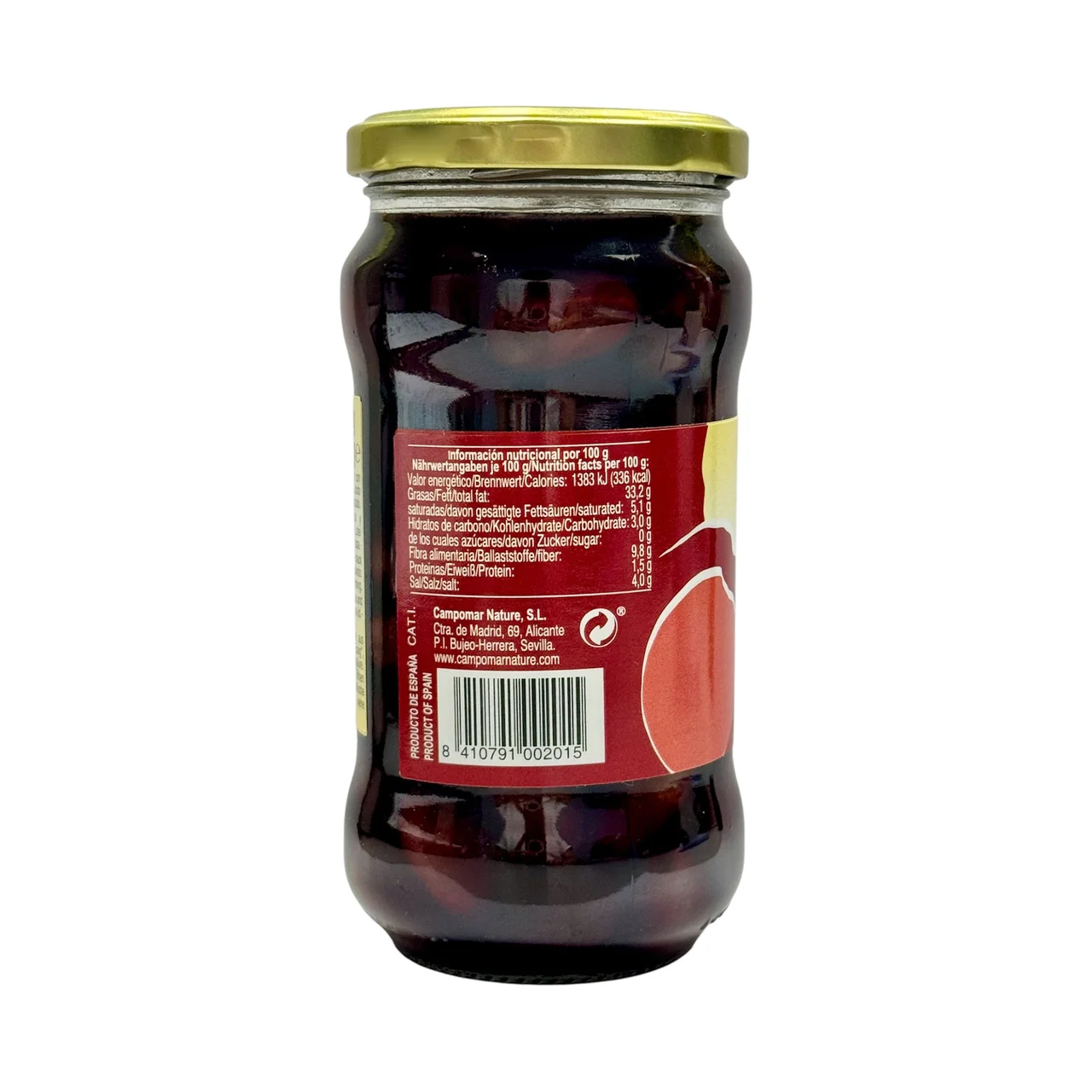 CAMPOMAR NATURE Aceituna negra de Aragón ecológica, sabor natural bote 200 g.