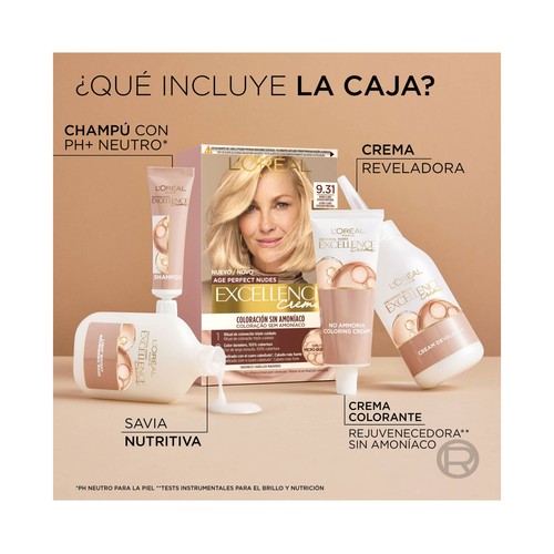L´ORÉAL PARIS Excellence age perfect nudes tono 6.03 Castaño claro dorado natural Coloración permanente sin amoníaco.