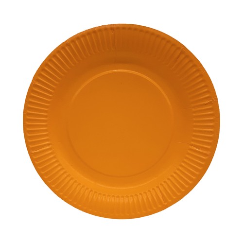 Platos desechables de cartón color amarillo, 23cm., 10 unidades, ACTUEL.
