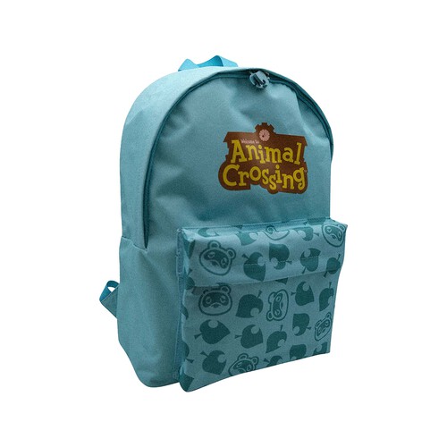 Mochila con 1 compartimento, color azul, ANIMAL CROSSING NINTENDO, 31x41x8cm.