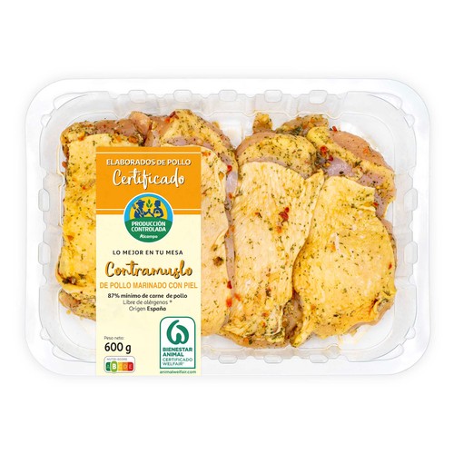 ALCAMPO CULTIVAMOS LO BUENO Contramuslo de pollo certificado marinado 600 Gramos Aproximados