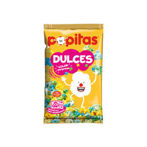 Imagen de POPITAS Palomitas de maíz dulces y de colores para microondas de Borges POPITAS paquete de 100 g.