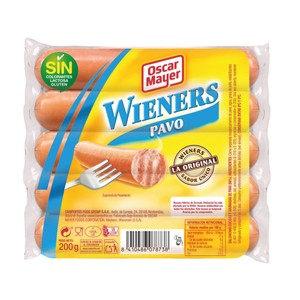 Salchichas cocidas de pavo, sin gluten y con sabor ahumado 200 g.