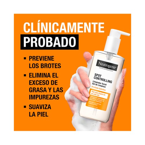 NEUTRÓGENA Spot controling Limpiador (jabón) facial para pieles propensas al ácne 200 ml.