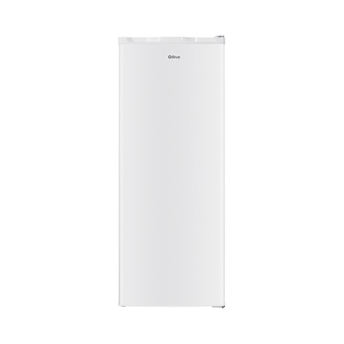 Congelador vertical QILIVE Q.6640, color blanco, clasificación energética: E, H: 144cm, A: 55cm, F: 57cm.