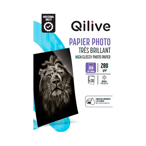 Papel fotográfico QILIVE A6, 280gr, 30 hojas