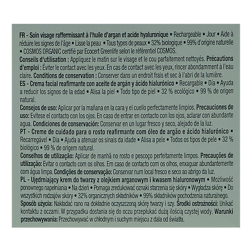 COSMIA Bio expert duo age Crema facial de día con acción reafirmante, con aceite de argán y ácido Hialurónico 50 ml.