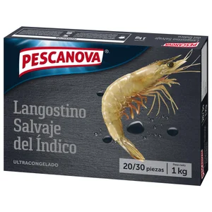 PESCANOVA Langostinos 20 / 30 salvajes del Ïndico, ultracongelados PESCANOVA 1 kg P.N