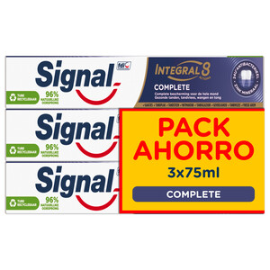Imagen de SIGNAL Integral 8 complete Pasta de dientes para un cuidado bucal integral y completo 3 x 75 ml.