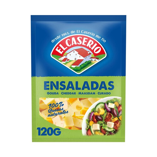 EL CASERÍO Cubitos de queso (Gouda, cheddar, Maasdam,curado), especial ensaladas EL CASERÍO 120 g.
