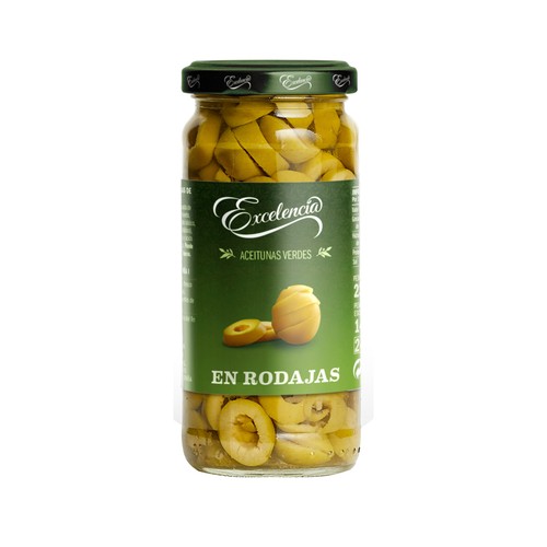 EXCELENCIA Aceitunas verdes en rodajas EXCELENCIA frasco de 105 g.